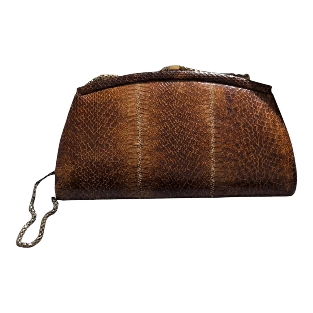 VTG King Cobra Snakeskin Clutch Purse Shoulder Bag Natural Bespoke